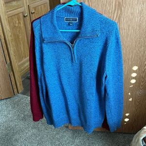 Two marled sweaters. One red one blue. Two for $25